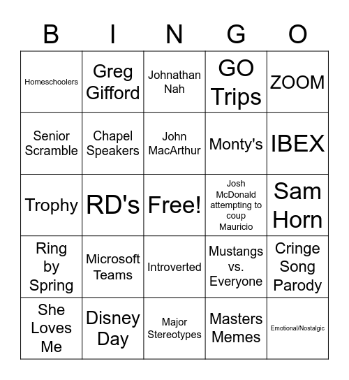 YES Bingo Card