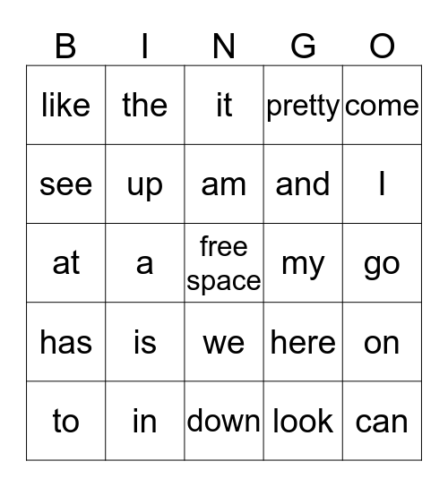 Sight Word Bingo 1 Bingo Card