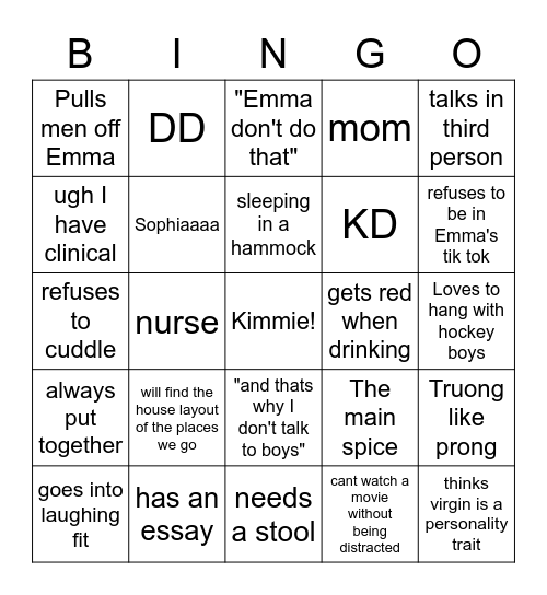 Kim Bingo Card