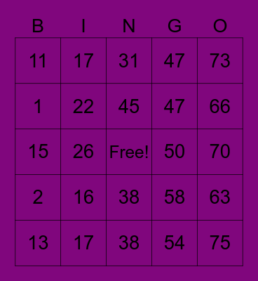 BINGO Elite Bingo Card