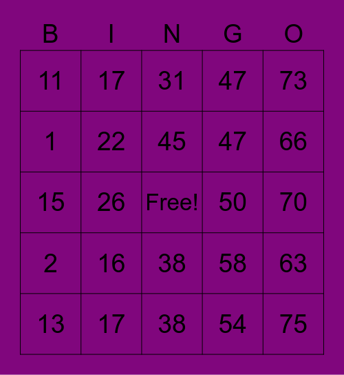 BINGO Elite Bingo Card