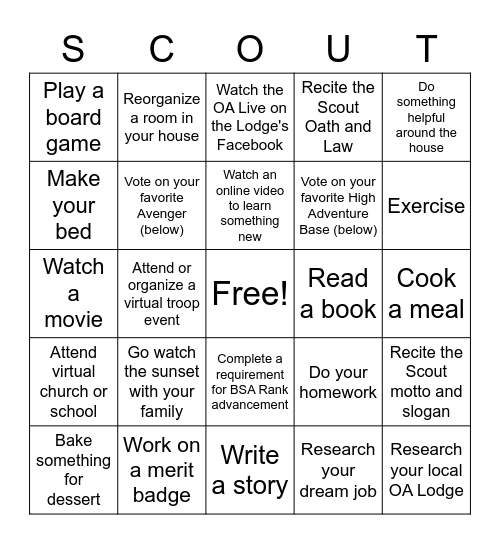 Boy Scout Bingo! Bingo Card