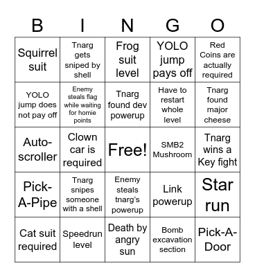 SMM2 Multiplayer VS Bingo Card