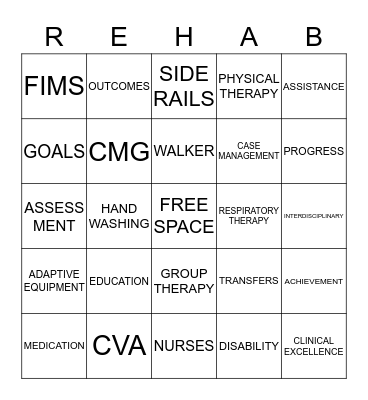 REHAB BINGO Card