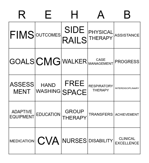 REHAB BINGO Card