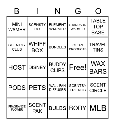 SCENSTY Bingo Card
