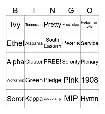 AKA Bingo Card