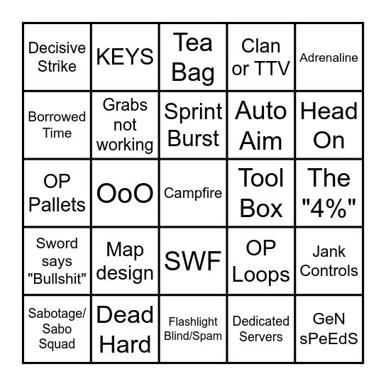 Salty Swordbro Bingo! Bingo Card