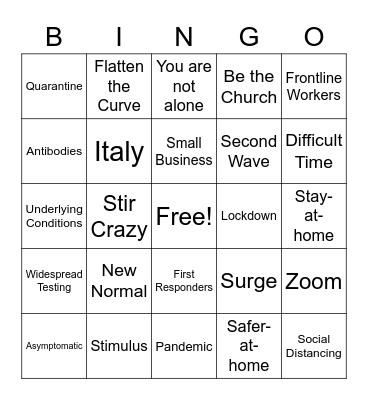COVID BUZZWORD TLA WEBINAR BINGO Card