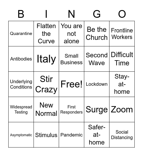 COVID BUZZWORD TLA WEBINAR BINGO Card