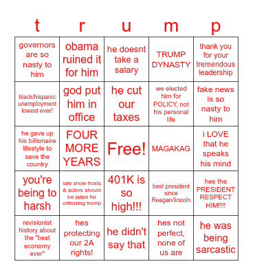 trumpdefendingo Bingo Card