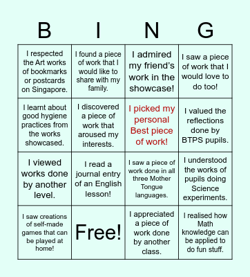 BTPS GALLERY BINGO! Bingo Card