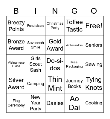 Troop 649 Bingo Night Bingo Card