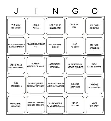 JINGO Bingo Card