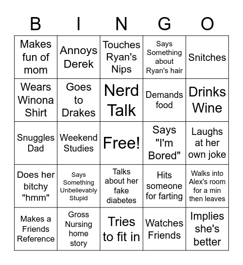 Olivia Bingo Card