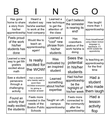 Find a CT who... Bingo Card