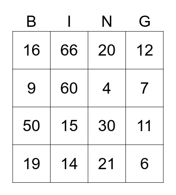 Hylton family bingo Card