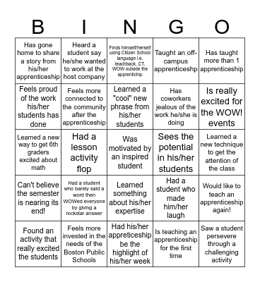 Find a CT who... Bingo Card