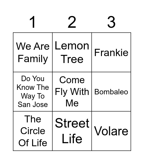 Family Bingo Card