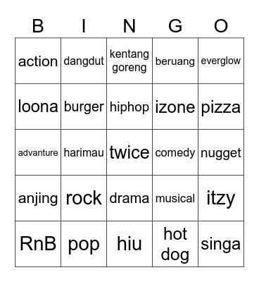bingo syopisius Bingo Card