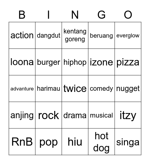 bingo syopisius Bingo Card