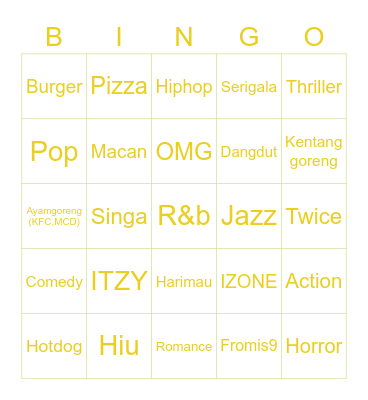 Bingonya Elvano Bingo Card