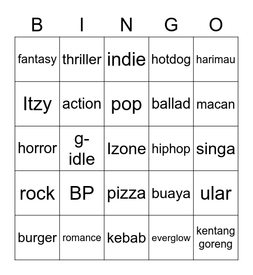 jjiisun Bingo Card
