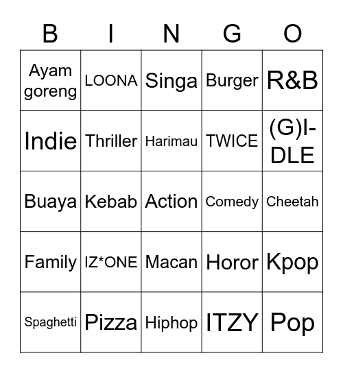 hanseungwoor Bingo Card