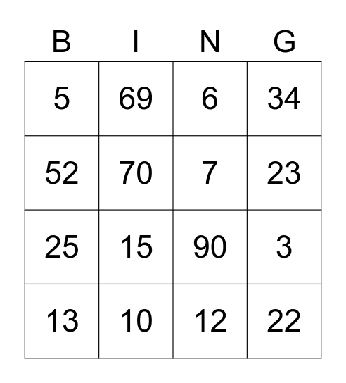 Hylton family bingo Card