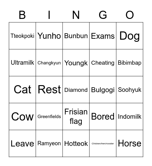 Youmgke Bingo Card