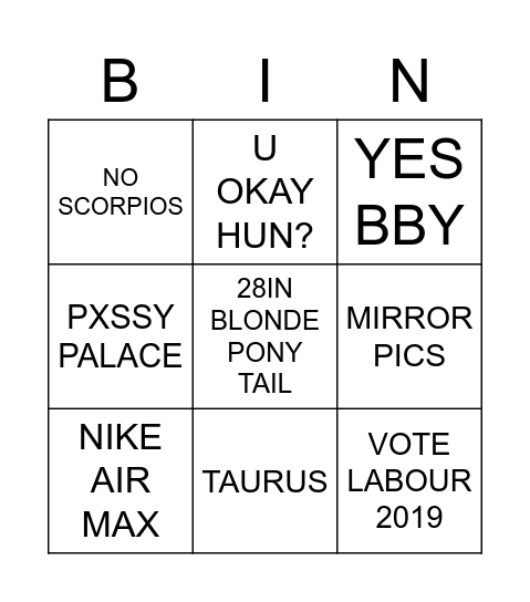 GEORGIES BINGO Card