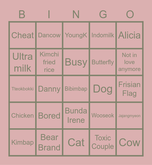 Madre Bingo. Bingo Card