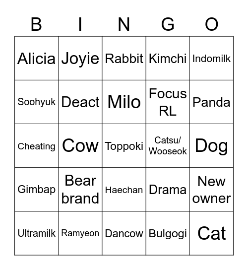 Sera Bingo Card