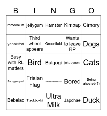 ☆ Nyenya's Bingo Card ☆ Bingo Card