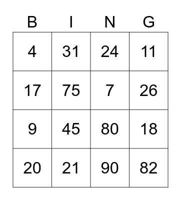 Hylton family bingo Card