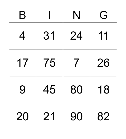 Hylton family bingo Card