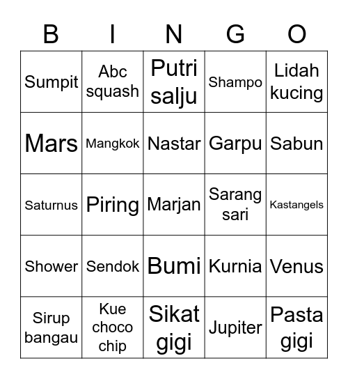 PUNYA AYIKA Bingo Card