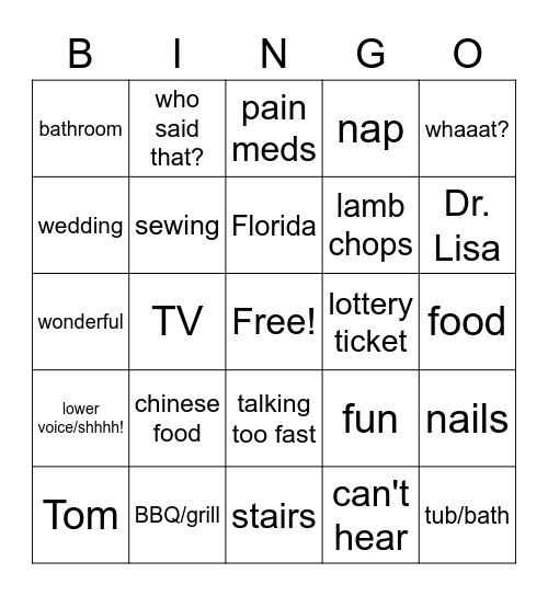 ZOOM with Tutu Bingo Card