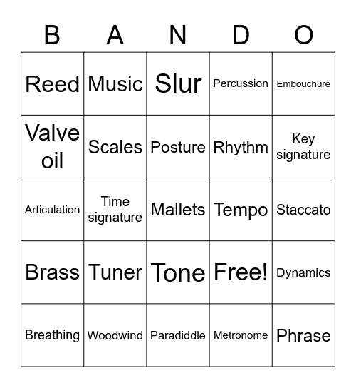 BAND-O! Bingo Card