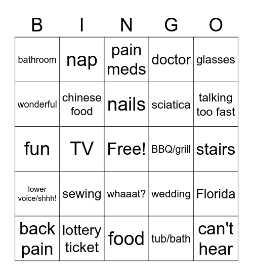 Zoom with Tutu Bingo Card