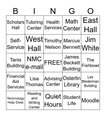 NMC Resource Bingo! Bingo Card
