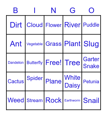 Nature Bingo Card