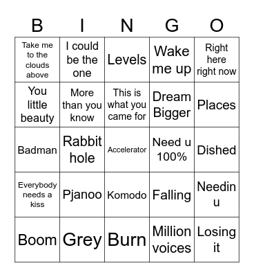 Rave Bingo Card