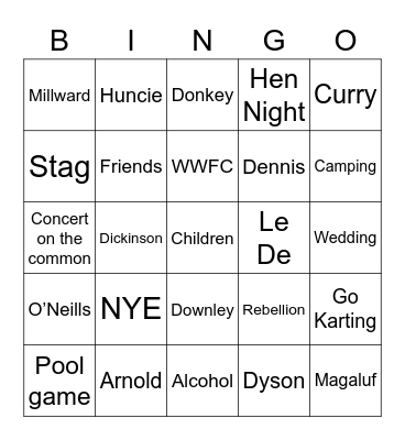 Café del Pisshead Bingo Card