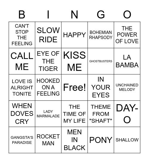 Movie Soundtracks Bingo Card