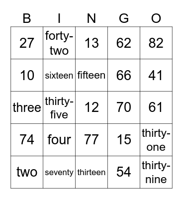 Numbers, Letters & Drink Bingo Card