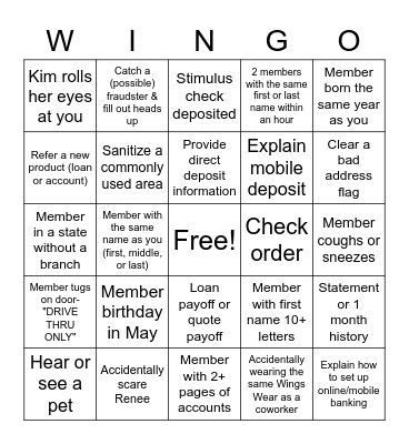 Central Avenue Wingo! Bingo Card