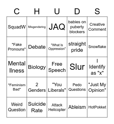 CHUD Bingo Card