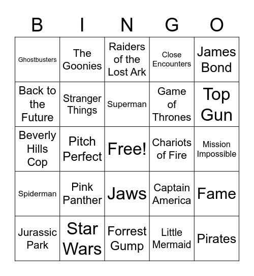 MOVIE THEMES Bingo Card