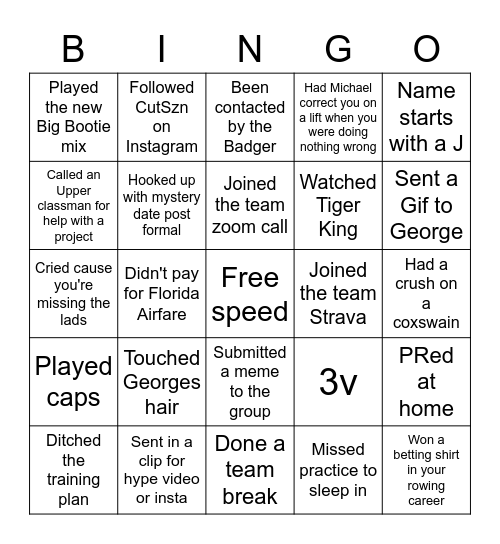 TUMR SPRING 2020 Bingo Card